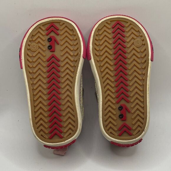 See Kai Run Toddler Sz 3 Girls Silver Glitter Pink Sneakers Hook-and-Loop Strap - Picture 6 of 6